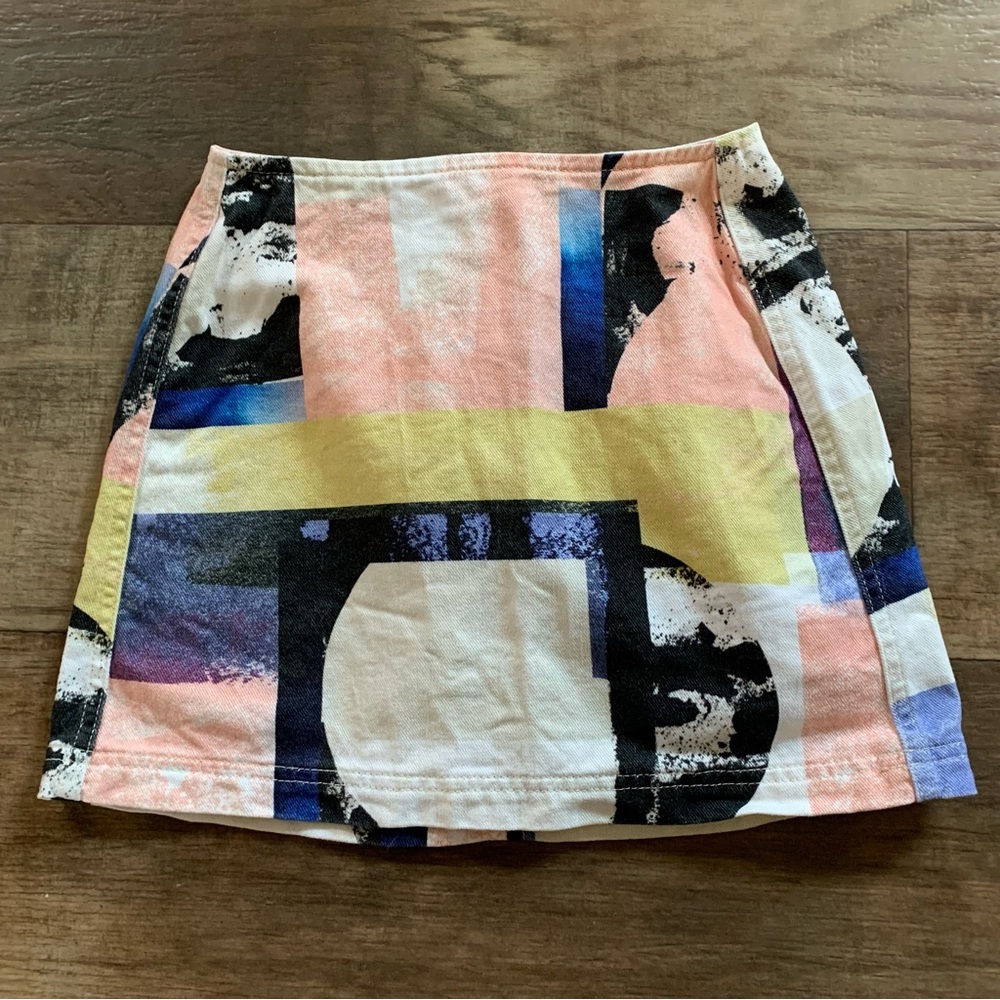 Urban Outfitters color block denim skirt